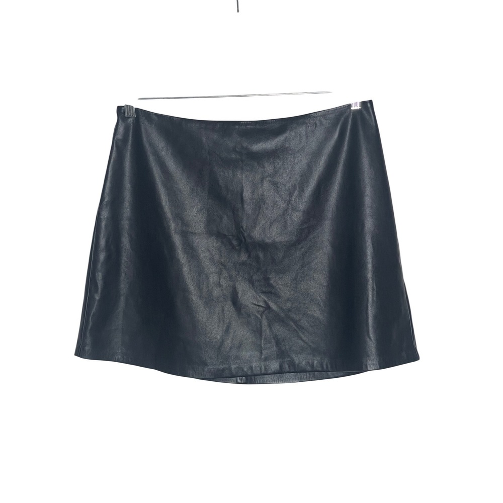 Z Supply Black Faux Leather Mini Skirt Hidden Back Zip  Womens Large